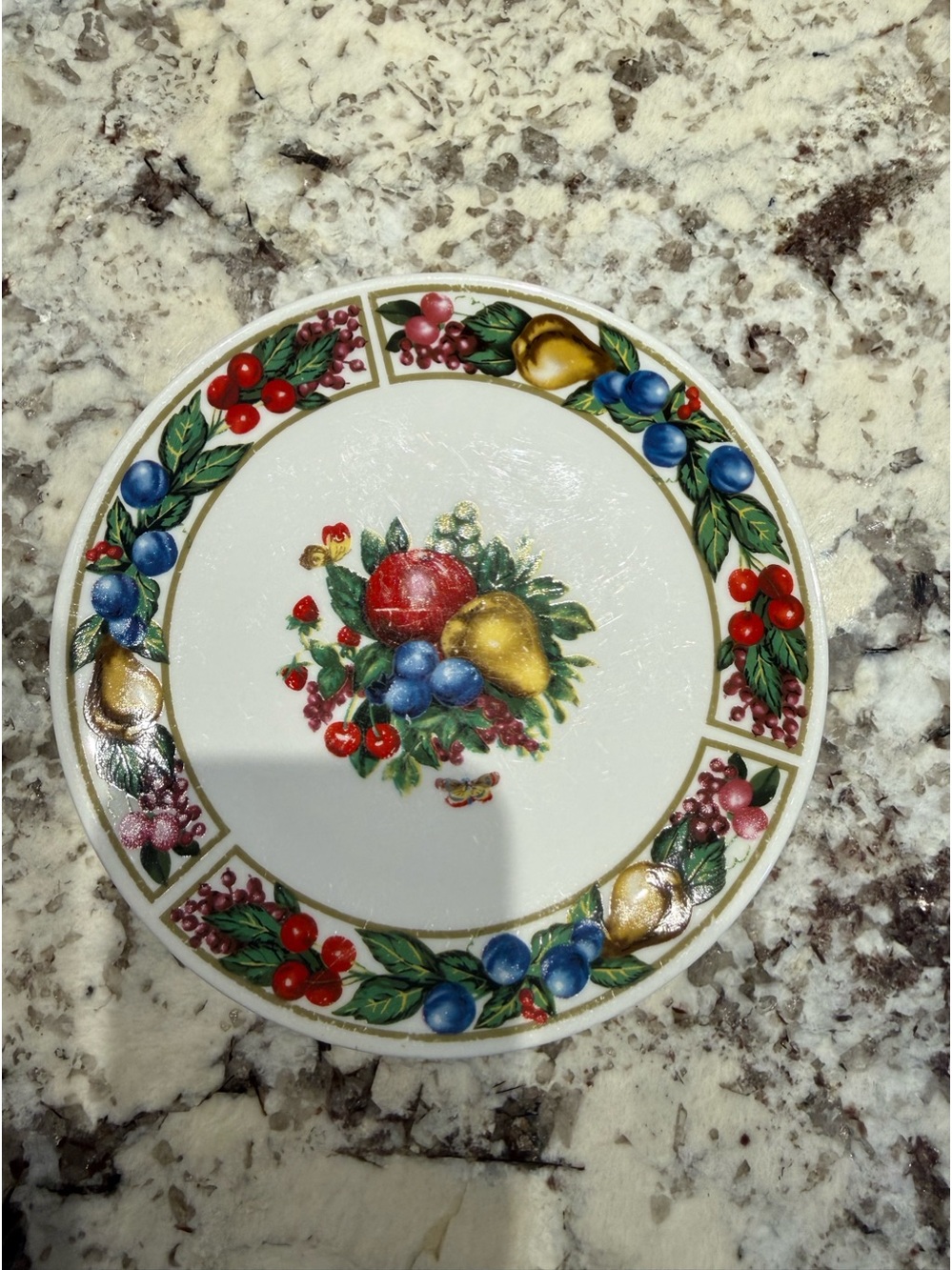 Eden Classic Fruit Motif Ceramic Dessert Plate in White and Multicolor